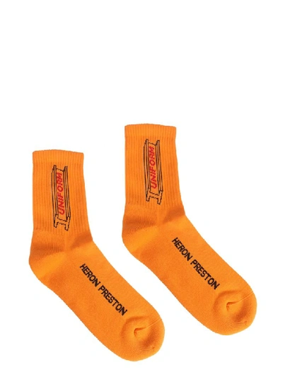 Shop Heron Preston Long Socks In Arancione