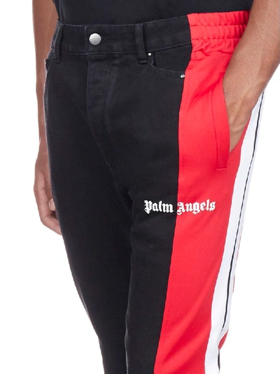 Shop Palm Angels Jeans In Black Wash Red