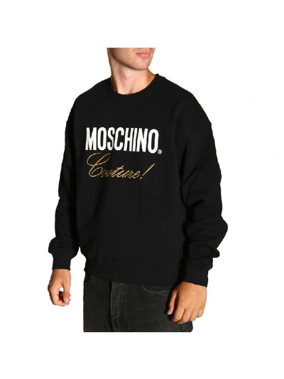 Shop Moschino Couture Crewneck Sweatshirt With Logo Print In Black