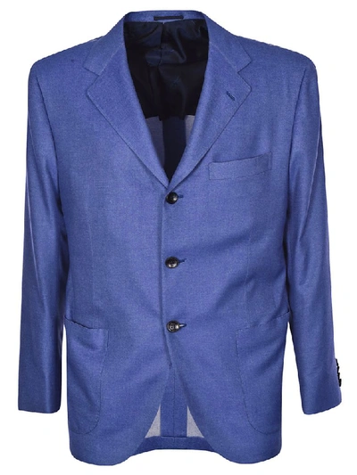 Shop Kiton Single Breasted Blazer In Blue