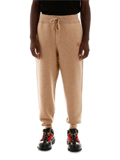 Shop Burberry Cashmere Joggers In Pale Coffee (beige)