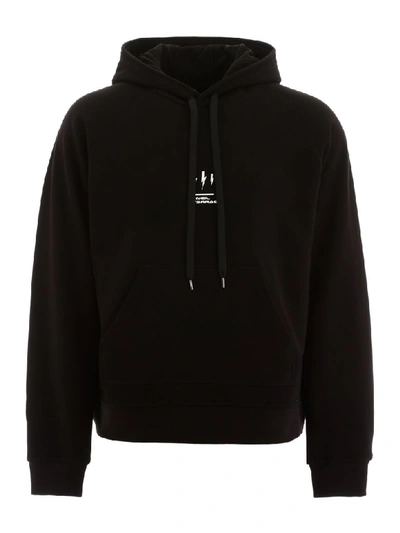 Shop Neil Barrett Oversized Hoodie With Thunder Print In Black White (black)