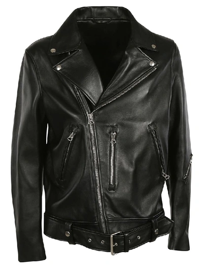 Shop Brunello Cucinelli Classic Zipped Biker Jacket In Black