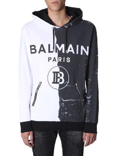 Shop Balmain Hooded Sweatshirt In Nero