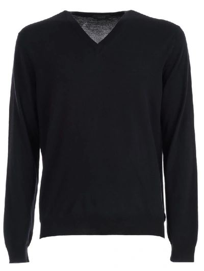 Shop Zanone Sweater V Neck In Blu