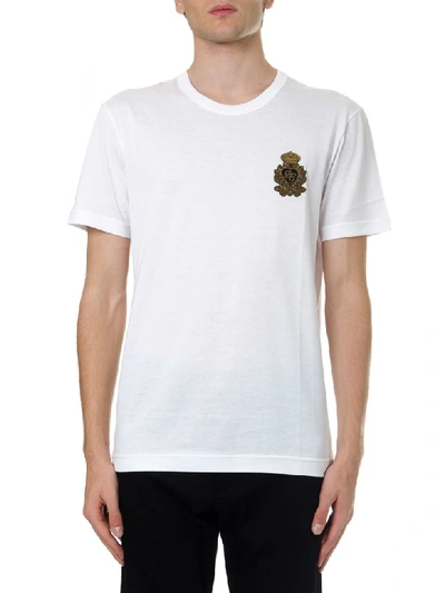 Shop Dolce & Gabbana White Cotton T Shirt With Logo Patch