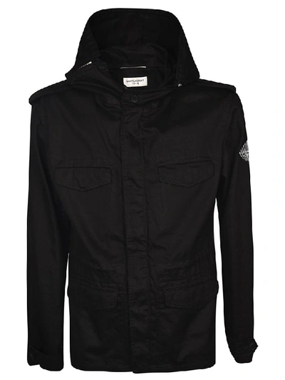 Shop Saint Laurent Hooded Jacket In Black