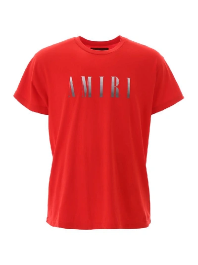 Shop Amiri Logo Print T-shirt In Red Grey (red)