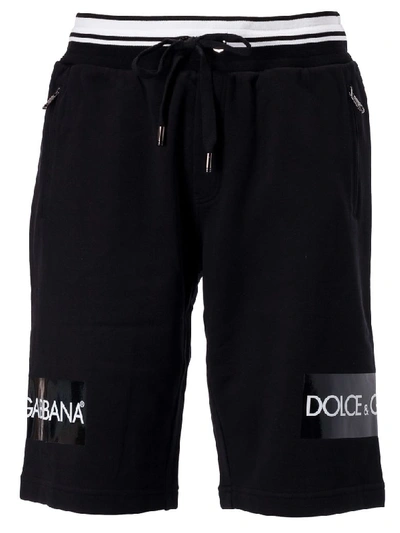 Shop Dolce & Gabbana Logo Print Shorts In Black