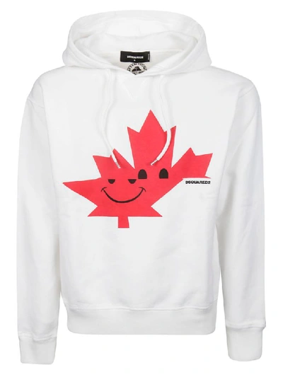 Dsquared2 Smiling Maple Leaf Hoodie In White | ModeSens
