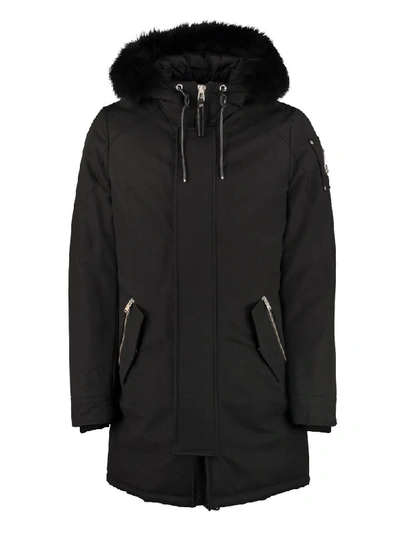 Shop Moose Knuckles Oakbank Padded Parka With Fur Hood In Black