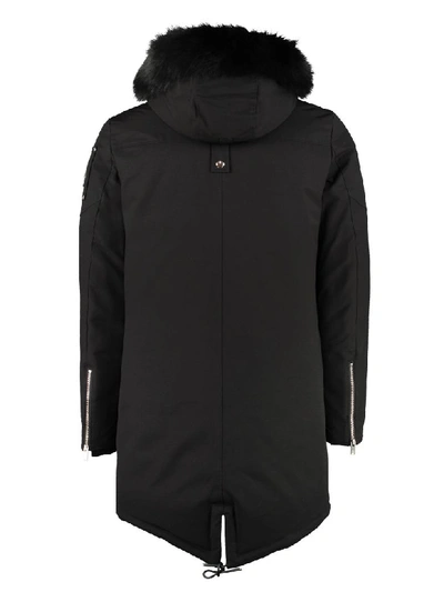 Shop Moose Knuckles Oakbank Padded Parka With Fur Hood In Black