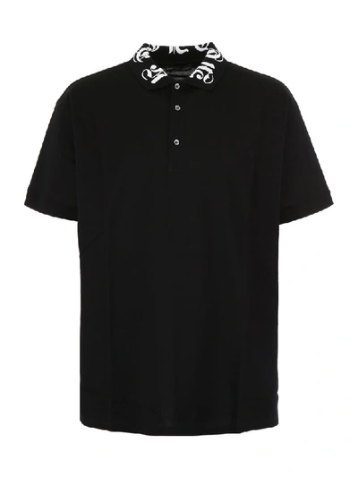 Shop Alexander Mcqueen Polo With Embroidered Logo In Black Black (black)