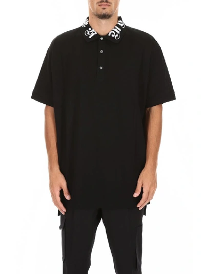 Shop Alexander Mcqueen Polo With Embroidered Logo In Black Black (black)