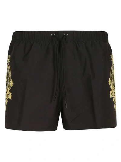 Shop Versace Logo Print Boxer Shorts In Black