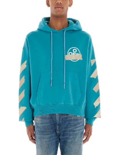 Shop Off-white Tape Arrows Hoodie In Light Blue