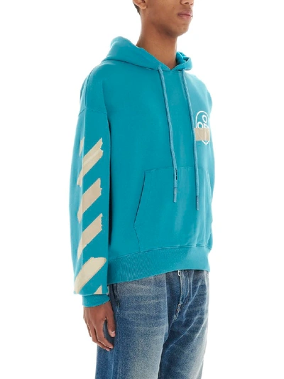 Off white tape hoodie blue hotsell