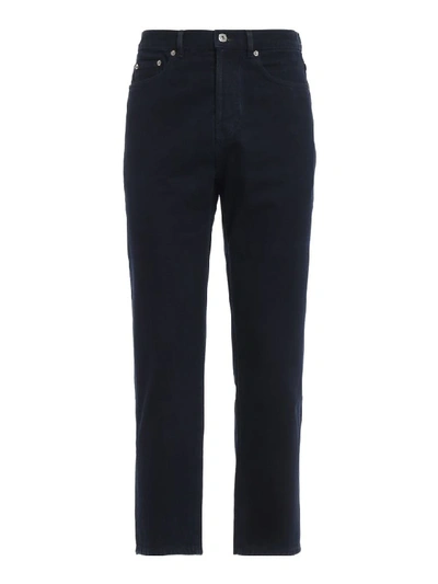 Shop Valentino 5 Pkt Jeans In Navy/rosso