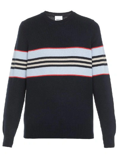 Shop Burberry Icon Stripe Sweater In Navy