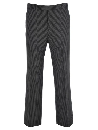 Shop Prada Striped Tailored Trousers In Asfalto
