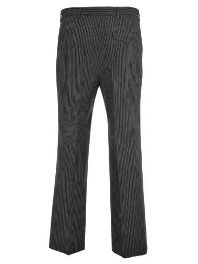 Shop Prada Striped Tailored Trousers In Asfalto