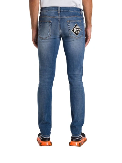 Shop Dolce & Gabbana Slim-fit Jeans With Patch In Blu