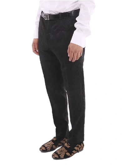 Shop Dolce & Gabbana Black Jacquard Trousers