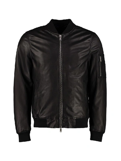 Shop Dondup Lambskin Bomber Jacket In Black