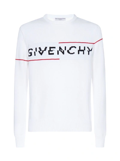 Shop Givenchy Logo Sweater In White Red Black
