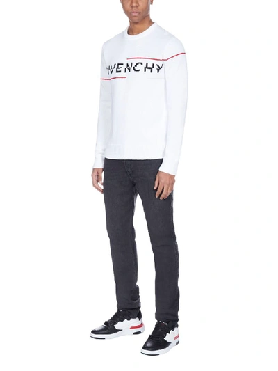 Shop Givenchy Logo Sweater In White Red Black