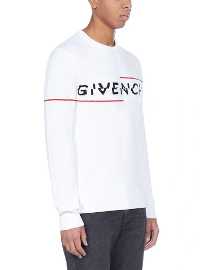 Shop Givenchy Logo Sweater In White Red Black