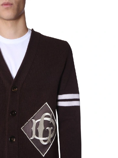 Shop Dolce & Gabbana Cardigan With Logo In Marrone