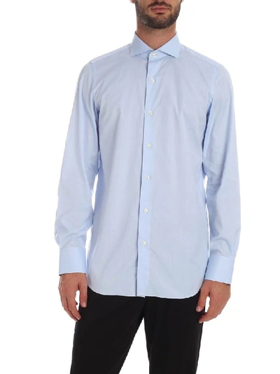 Shop Finamore Cotton Shirt In Light Blue