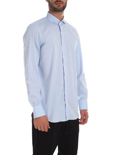 Shop Finamore Cotton Shirt In Light Blue