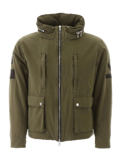 Shop Amiri Jacket With Leather Patches In Green (khaki)