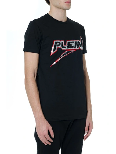 Shop Philipp Plein Black Cotton Logo T-shirt