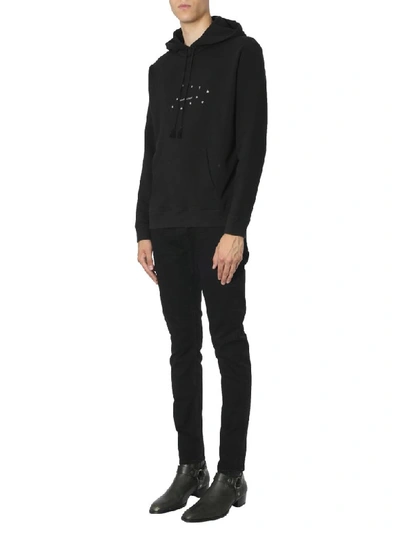 Shop Saint Laurent Hooded Sweatshirt In Nero