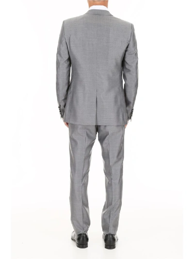Shop Dolce & Gabbana Three-piece Martini Suit In Melange Blu (grey)