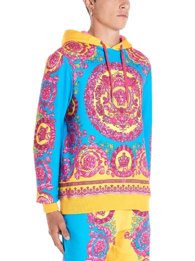 Shop Versace Barocco Fluo Hoodie In Multicolor