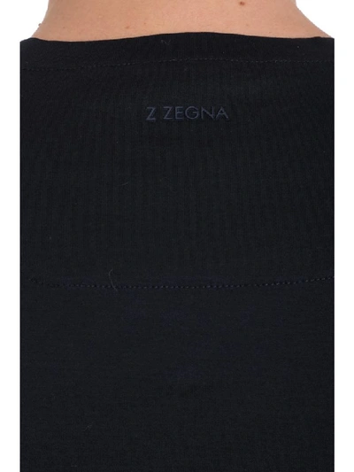 Shop Z Zegna T-shirt In Blue Cotton