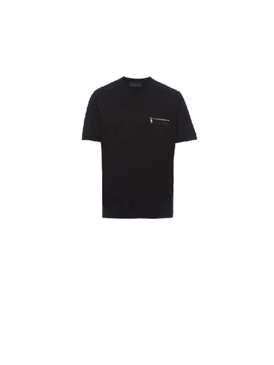 Shop Prada Crewneck Short Sleeves Stretch In Black