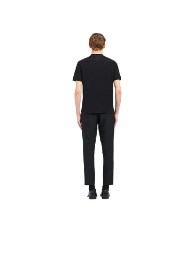 Shop Prada Crewneck Short Sleeves Stretch In Black