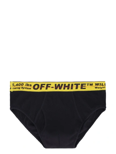 Shop Off-white Logoed Elastic Band Cotton Briefs In Black