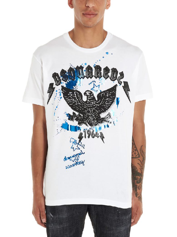 white and blue dsquared t shirt