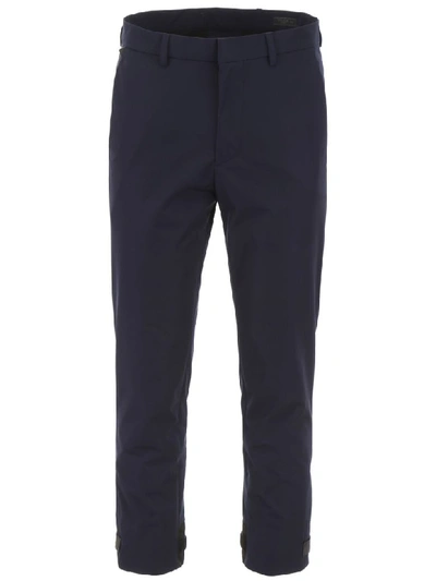 Shop Prada Techno Fabric Trousers In Navy (blue)