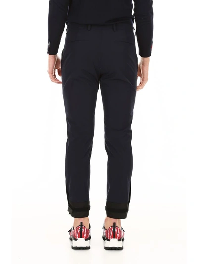 Shop Prada Techno Fabric Trousers In Navy (blue)