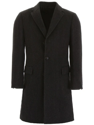 Shop Z Zegna Herringbone Coat In Dk Grey Strp (grey)