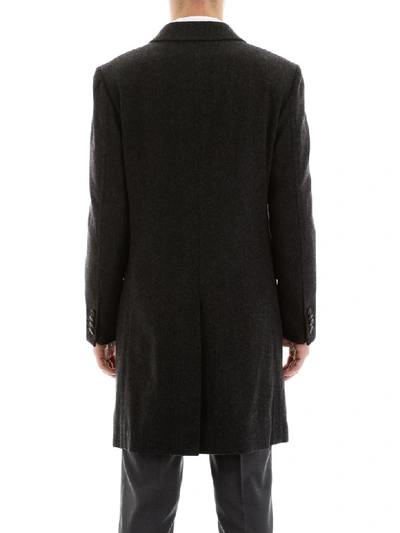 Shop Z Zegna Herringbone Coat In Dk Grey Strp (grey)