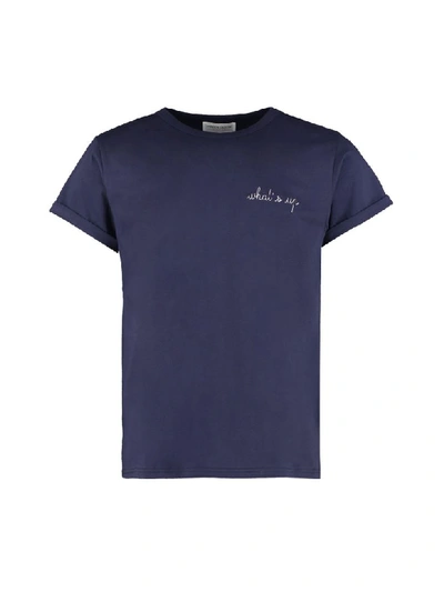 Shop Maison Labiche Embroidered Cotton T-shirt In Blue
