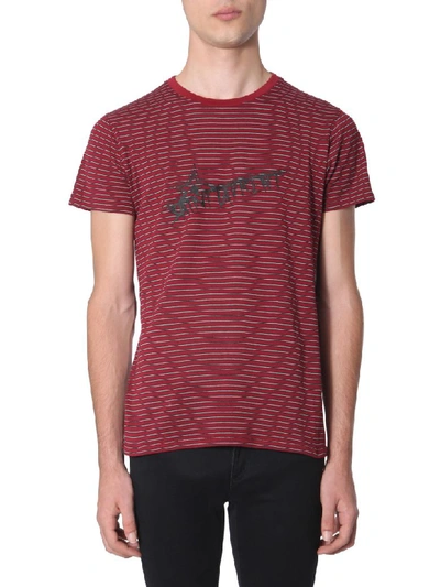 Shop Saint Laurent Round Neck T-shirt In Bordeaux